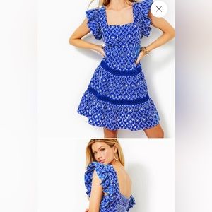 Lilly Pulitzer Morrie Ruffle Sleeve Eyelet Dress